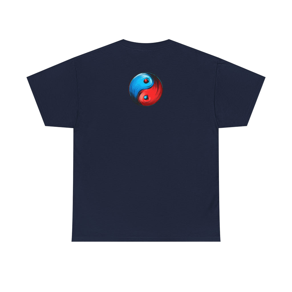 Dooky Squad manga comic tee with neon yin yang back print