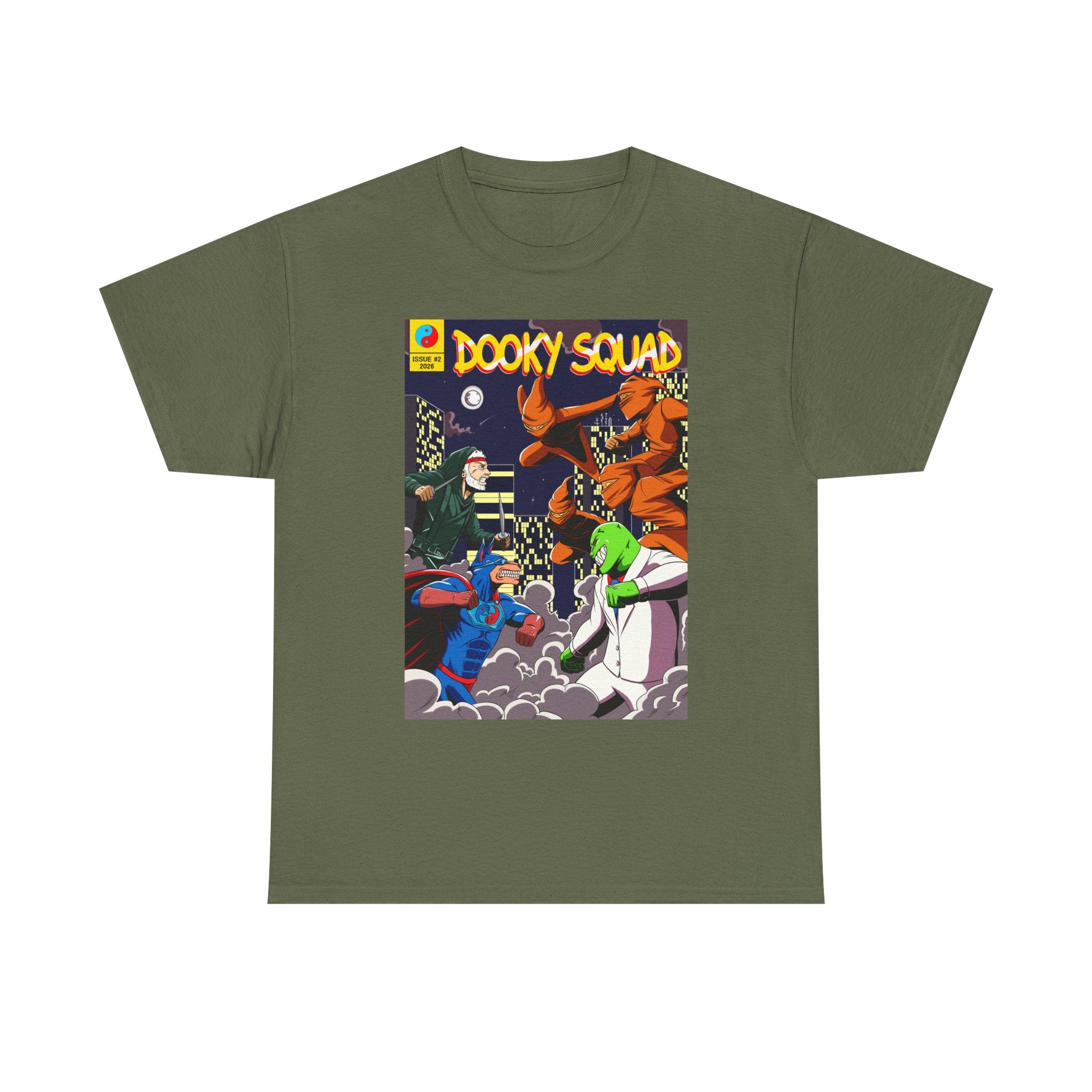 Dooky Squad Issue #2 comic cover tee, cartoon monster battle graphic