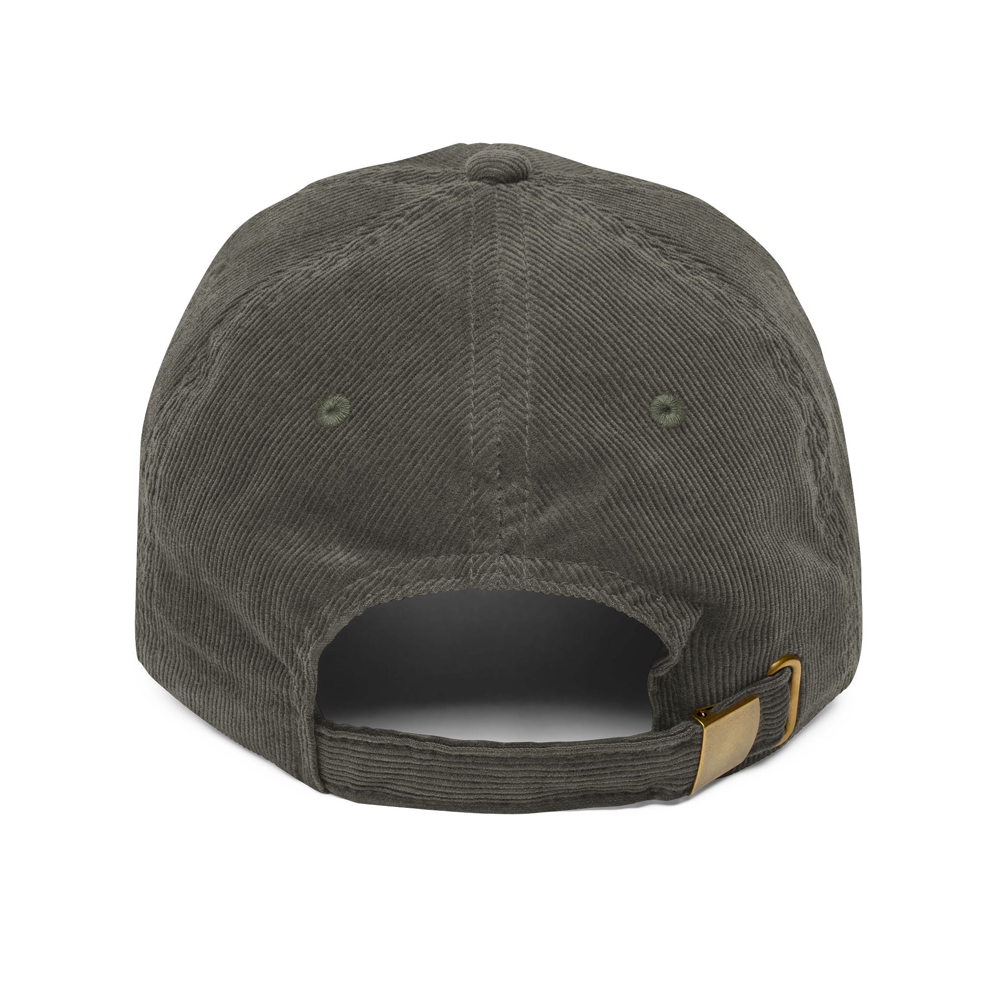 Blue hand holding orange planet embroidered corduroy cap, Dooky Squad