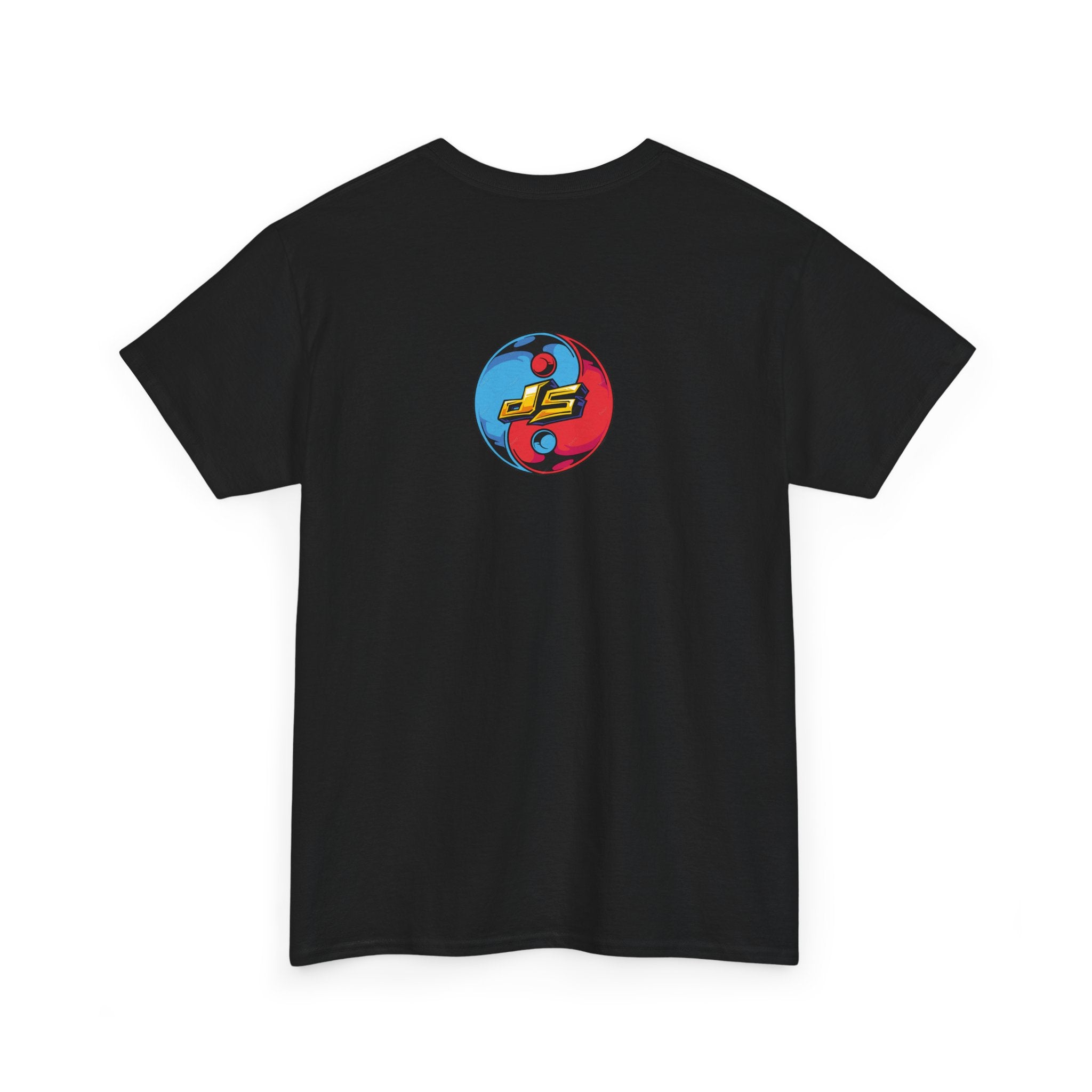 Dooky Squad graffiti characters tee, colorful street-art yin yang back