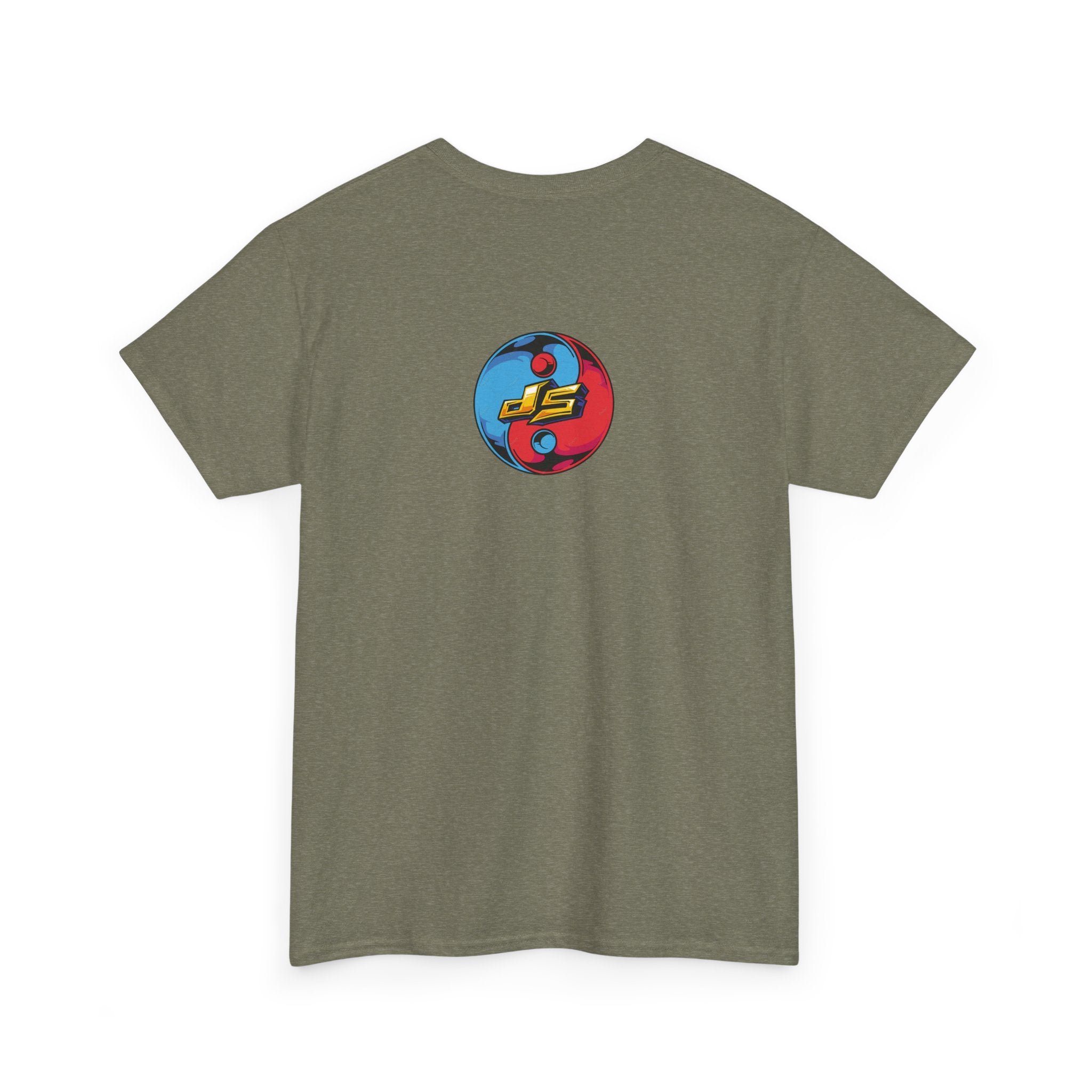 Dooky Squad graffiti characters tee, colorful street-art yin yang back
