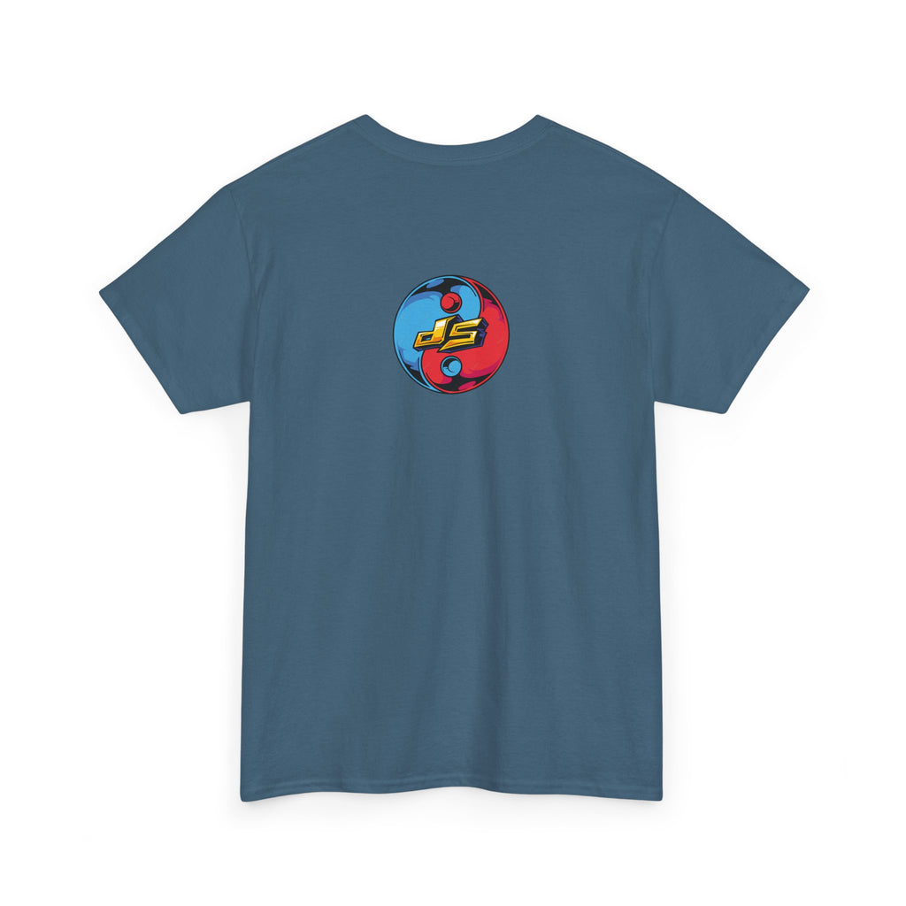 Dooky Squad graffiti characters tee, colorful street-art yin yang back