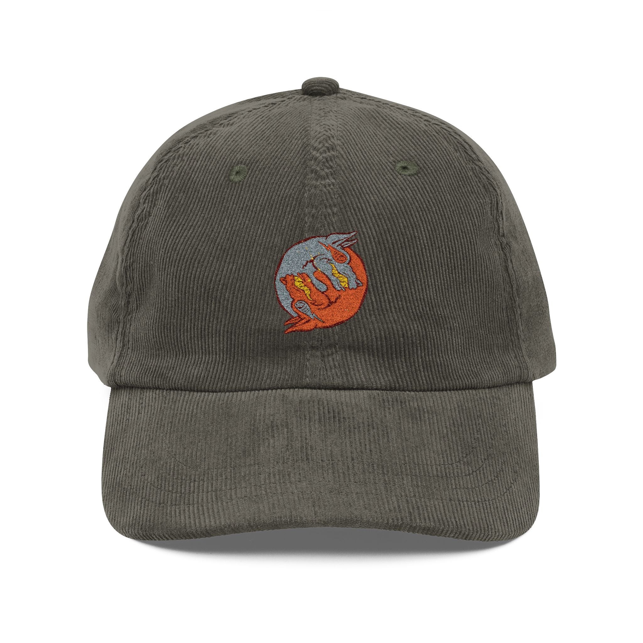 Embroidered Dooky Squad yin yang vintage corduroy cap