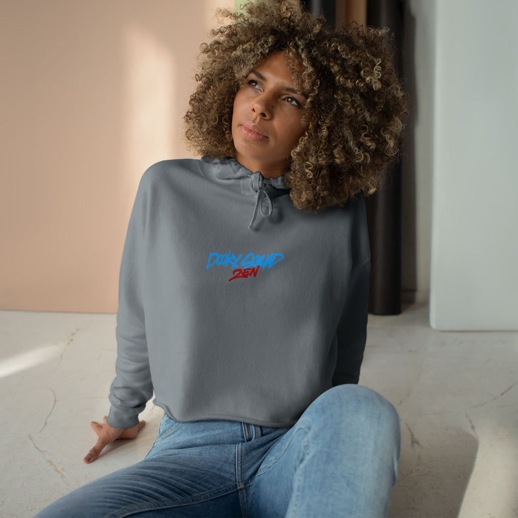 Crop Hoodie — Doberman Anime Graphic Cropped Hoodie with Japanese Text