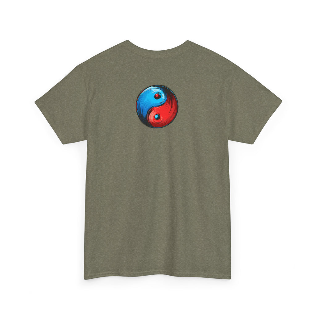 Dooky Squad manga comic tee with neon yin yang back print