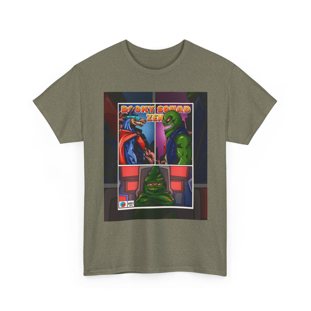 Dooky Squad manga comic tee with neon yin yang back print