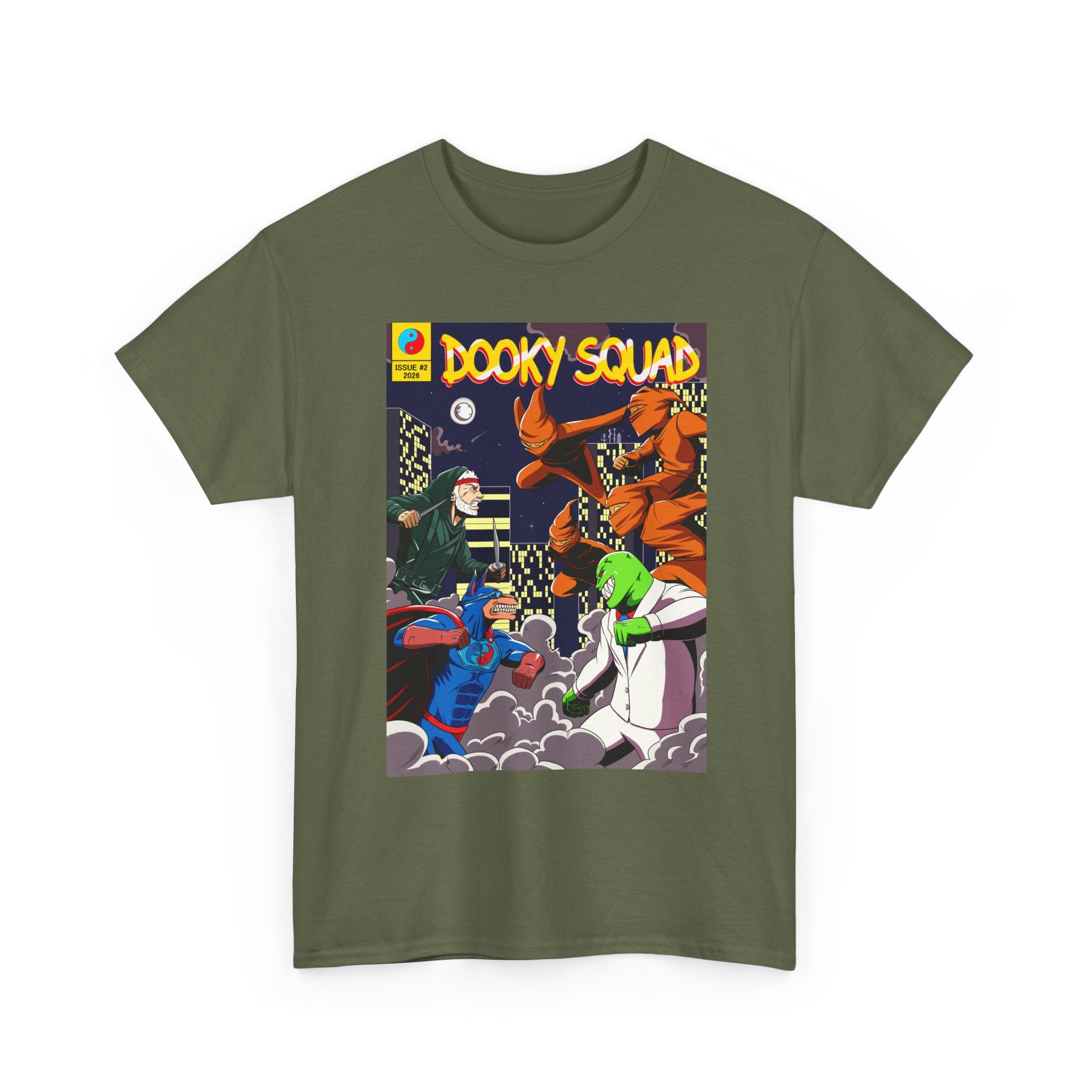 Dooky Squad Issue #2 comic cover tee, cartoon monster battle graphic