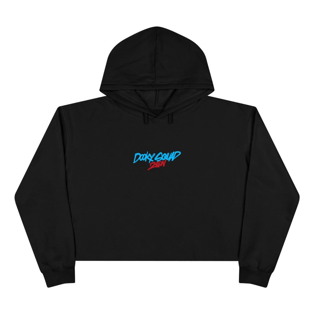 Crop Hoodie — Doberman Anime Graphic Cropped Hoodie with Japanese Text