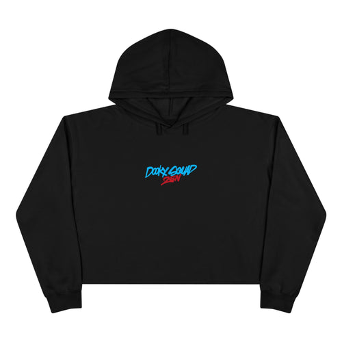 Crop Hoodie — Doberman Anime Graphic Cropped Hoodie with Japanese Text