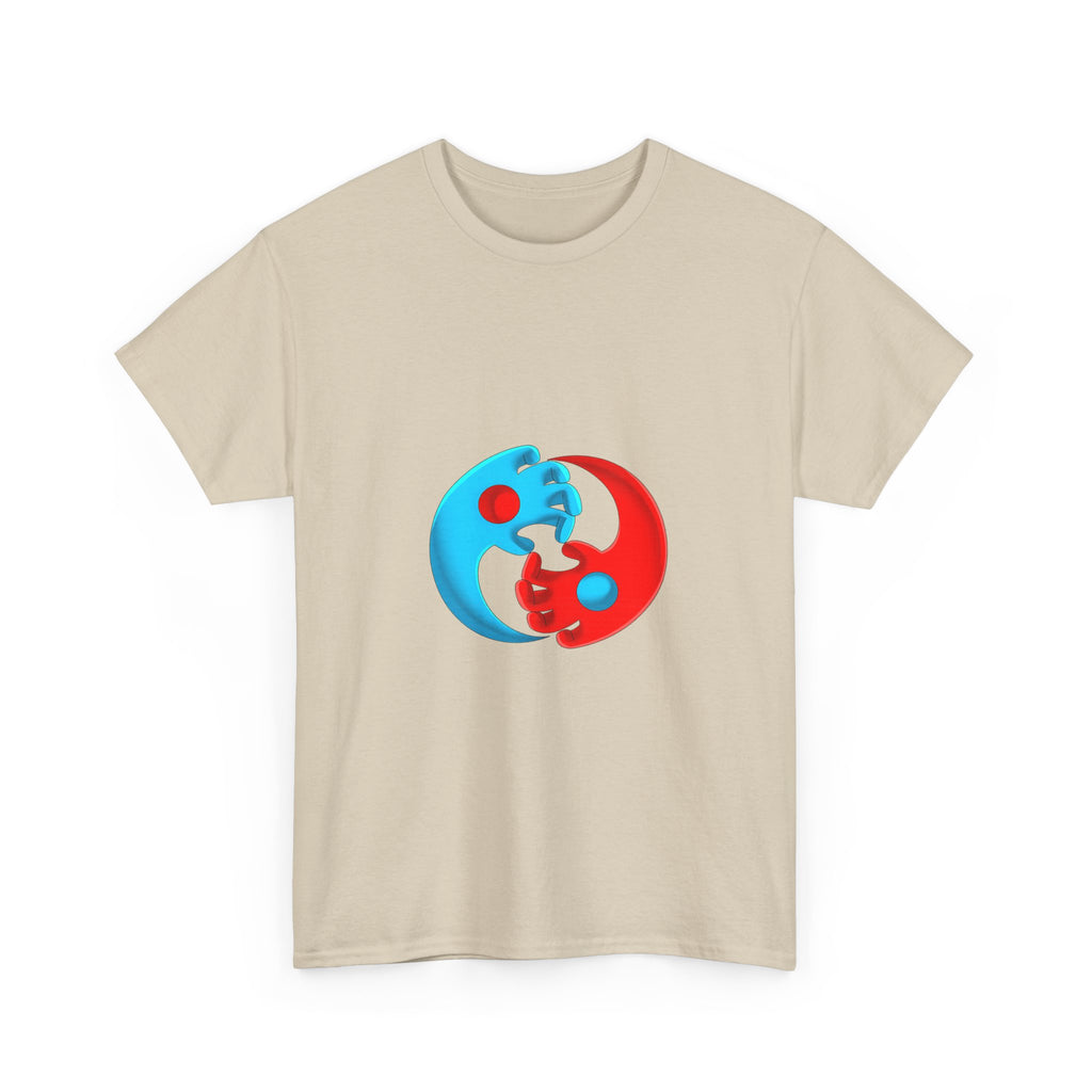 Yin-Yang Hands Tee — Red & Blue Design T-Shirt