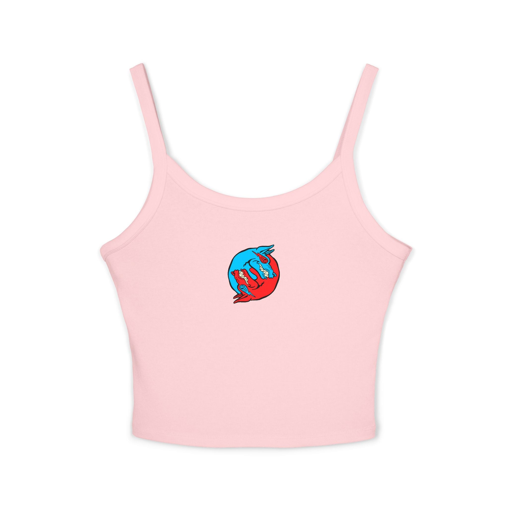 Women's Spaghetti Strap Tank Top — Red & Blue Yin Yang Fox Graphic Tank