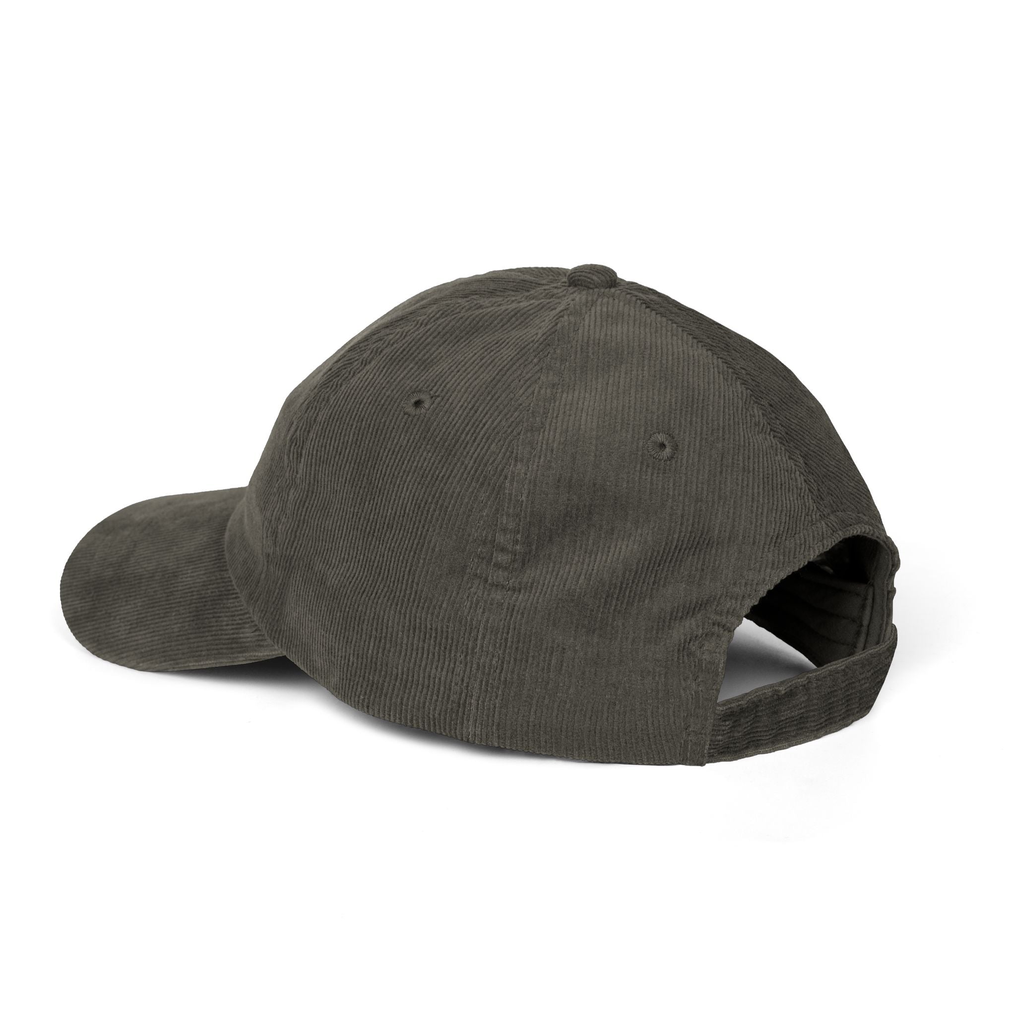 Blue hand holding orange planet embroidered corduroy cap, Dooky Squad