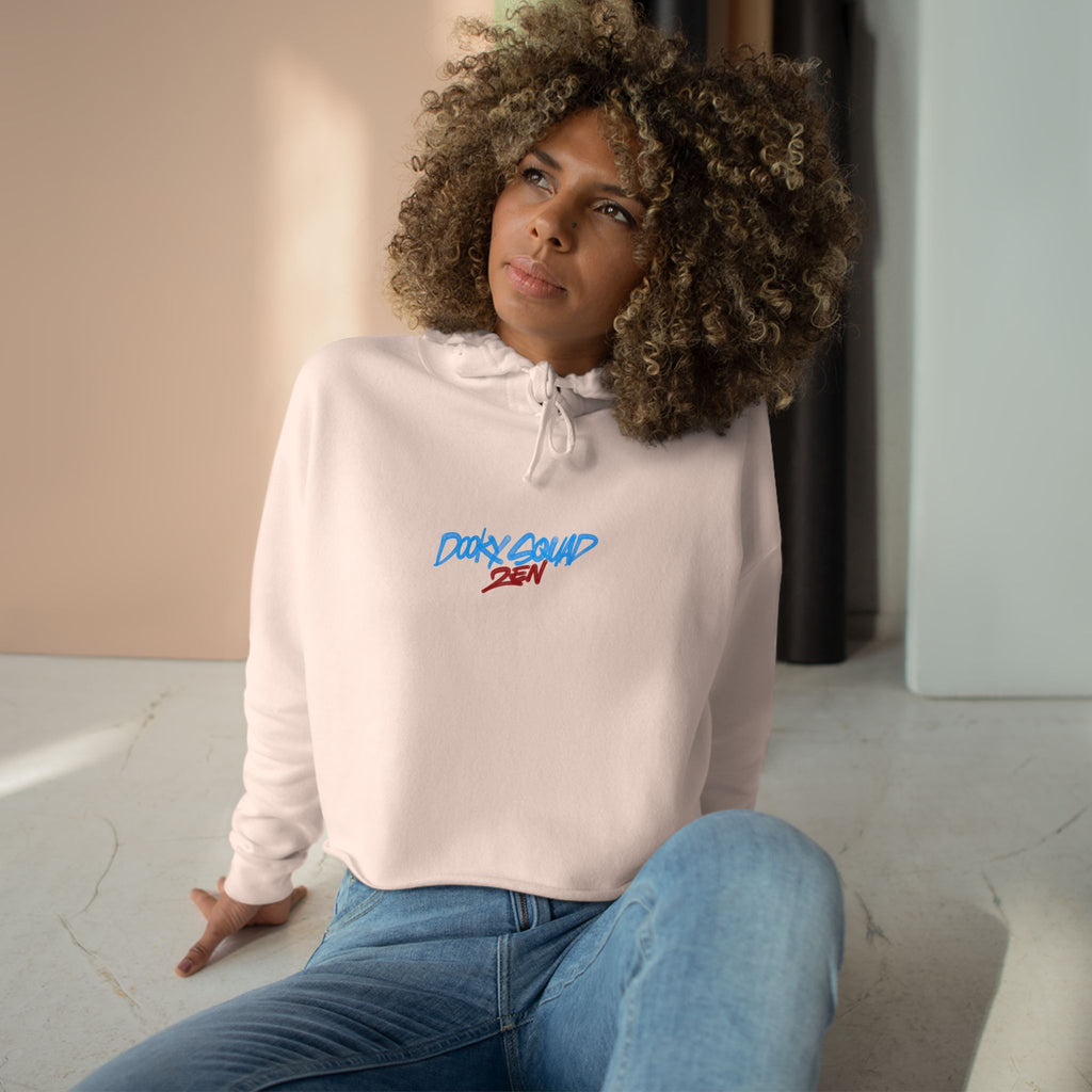 Crop Hoodie — Doberman Anime Graphic Cropped Hoodie with Japanese Text