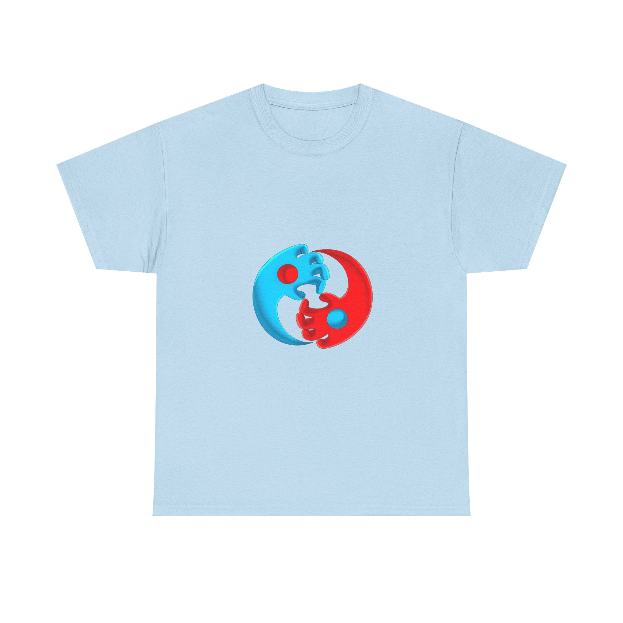 Yin-Yang Hands Tee — Red & Blue Design T-Shirt