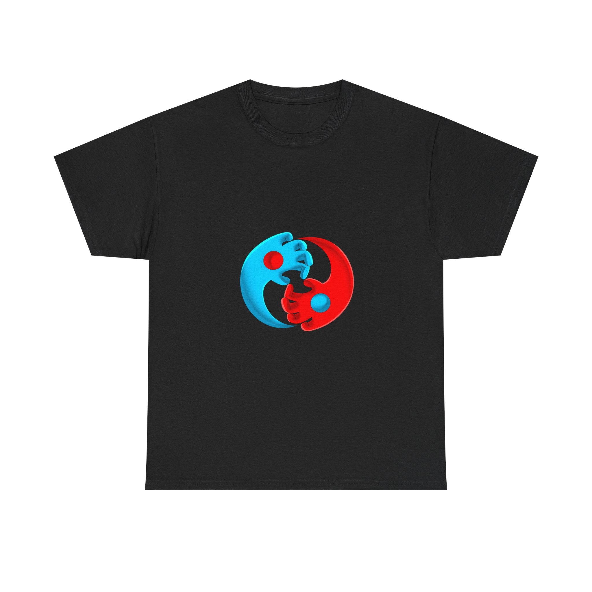 Yin-Yang Hands Tee — Red & Blue Design T-Shirt