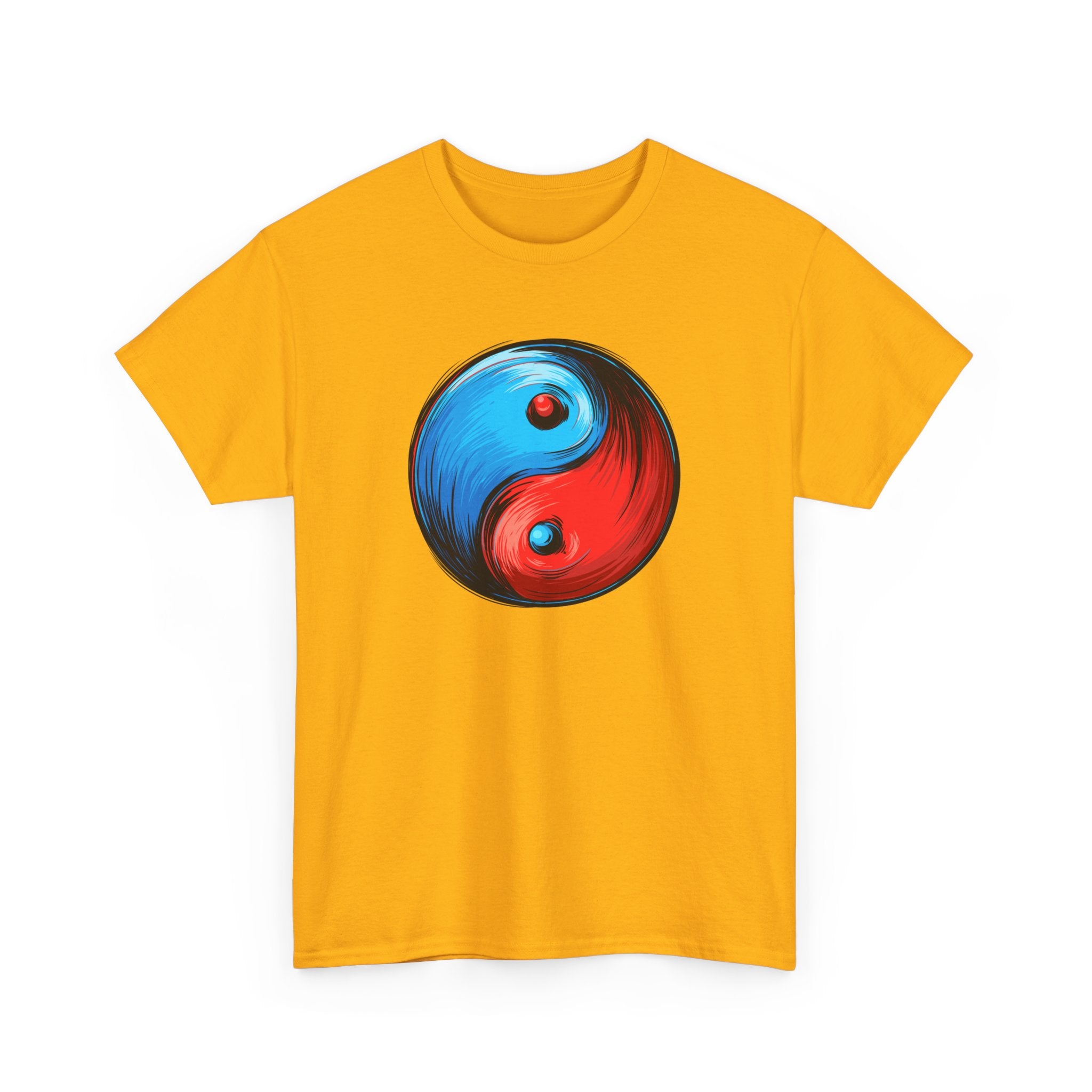 Yin Yang Brushstroke T-Shirt — Red & Blue Balance Graphic Tee