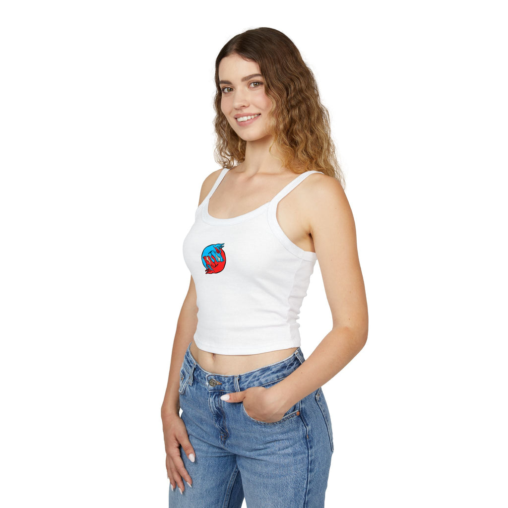 Women's Spaghetti Strap Tank Top — Red & Blue Yin Yang Fox Graphic Tank