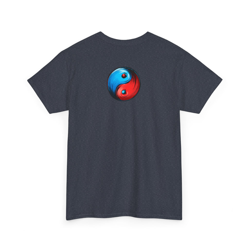 Dooky Squad manga comic tee with neon yin yang back print