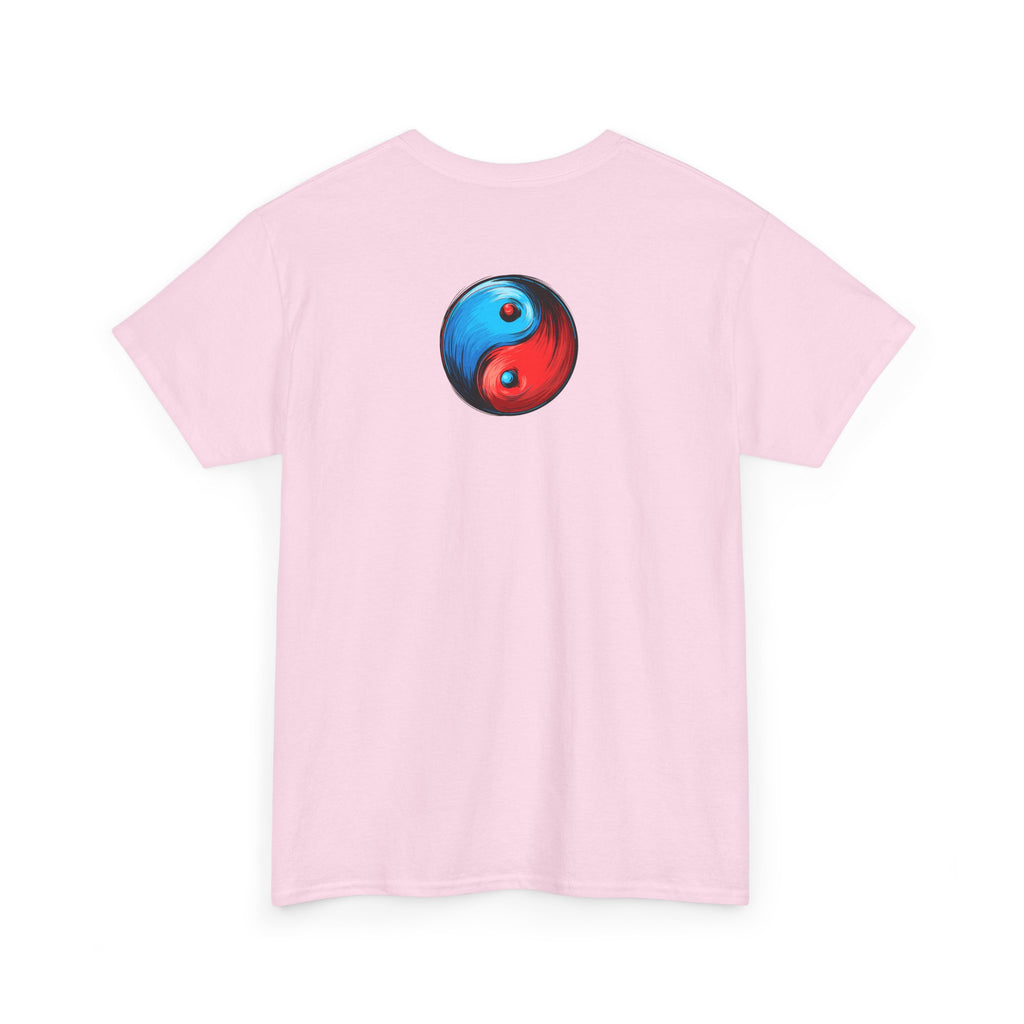 Dooky Squad manga comic tee with neon yin yang back print