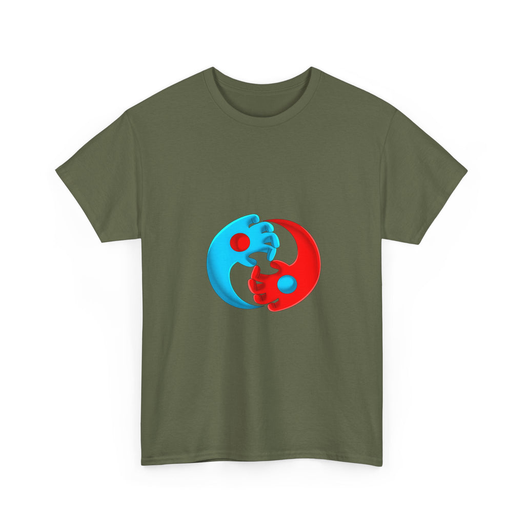 Yin-Yang Hands Tee — Red & Blue Design T-Shirt