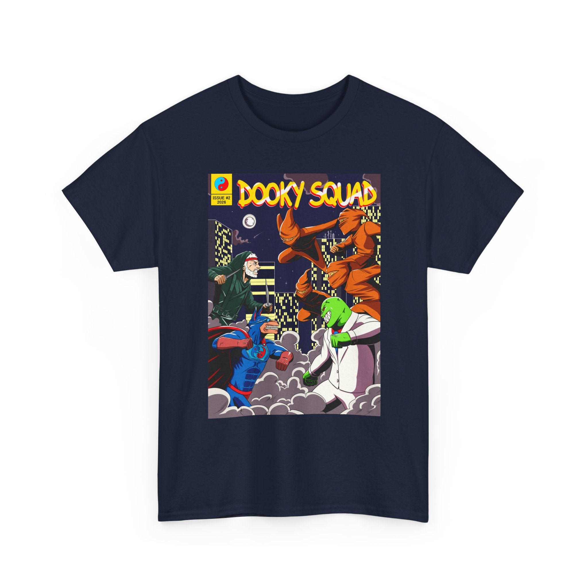 Dooky Squad Issue #2 comic cover tee, cartoon monster battle graphic