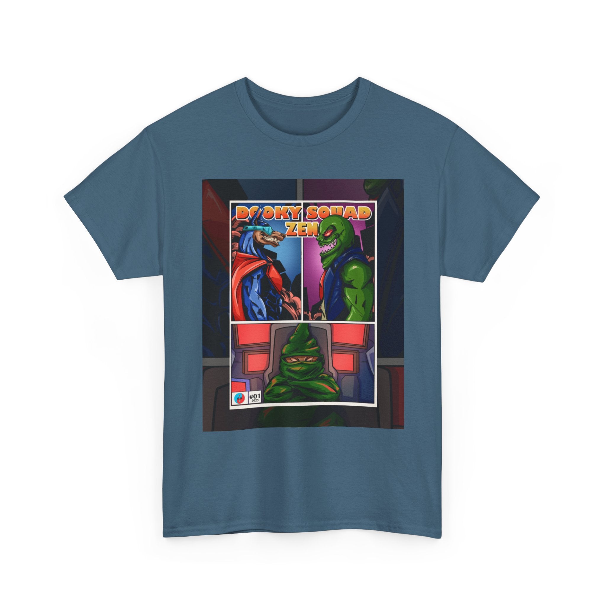 Dooky Squad manga comic tee with neon yin yang back print