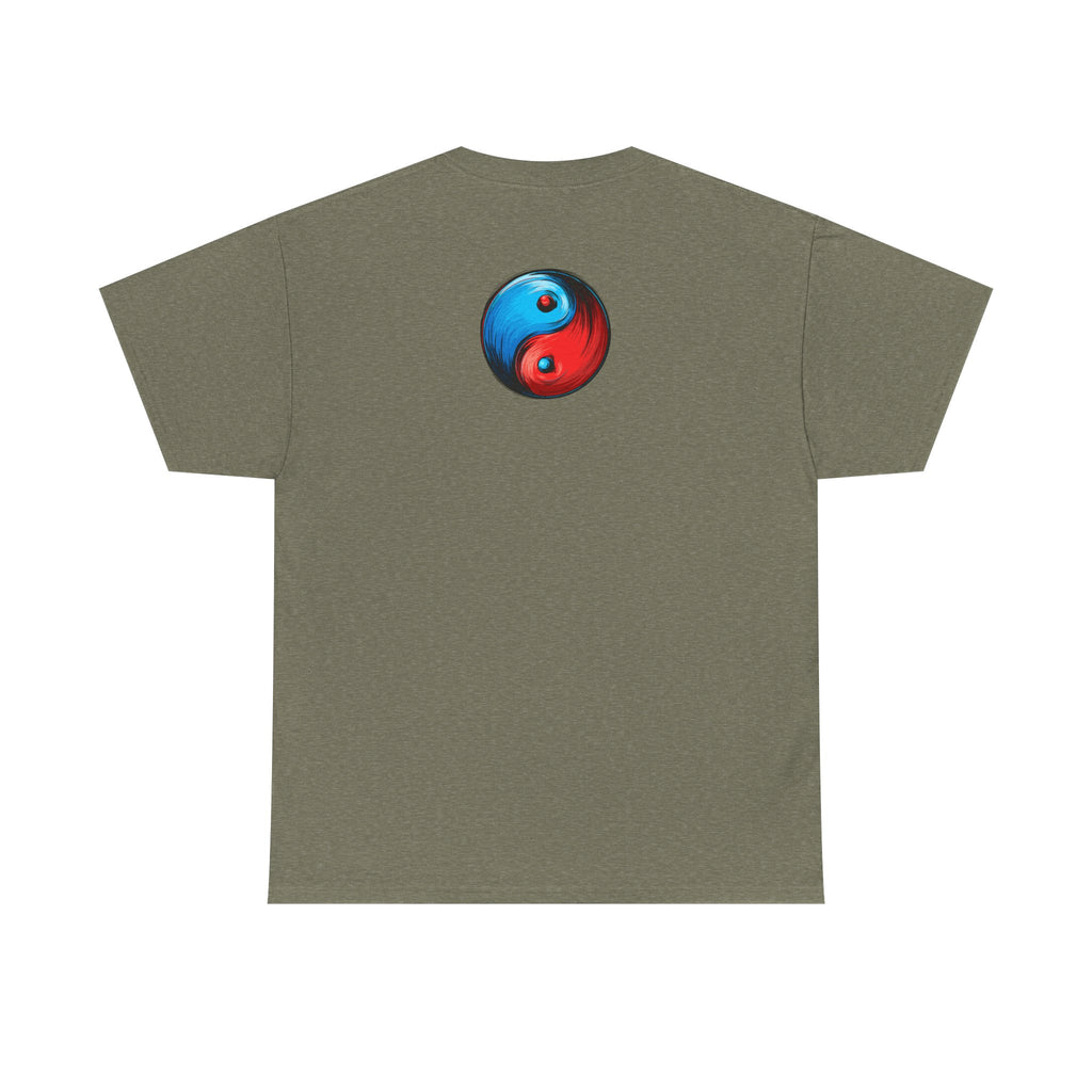 Dooky Squad manga comic tee with neon yin yang back print