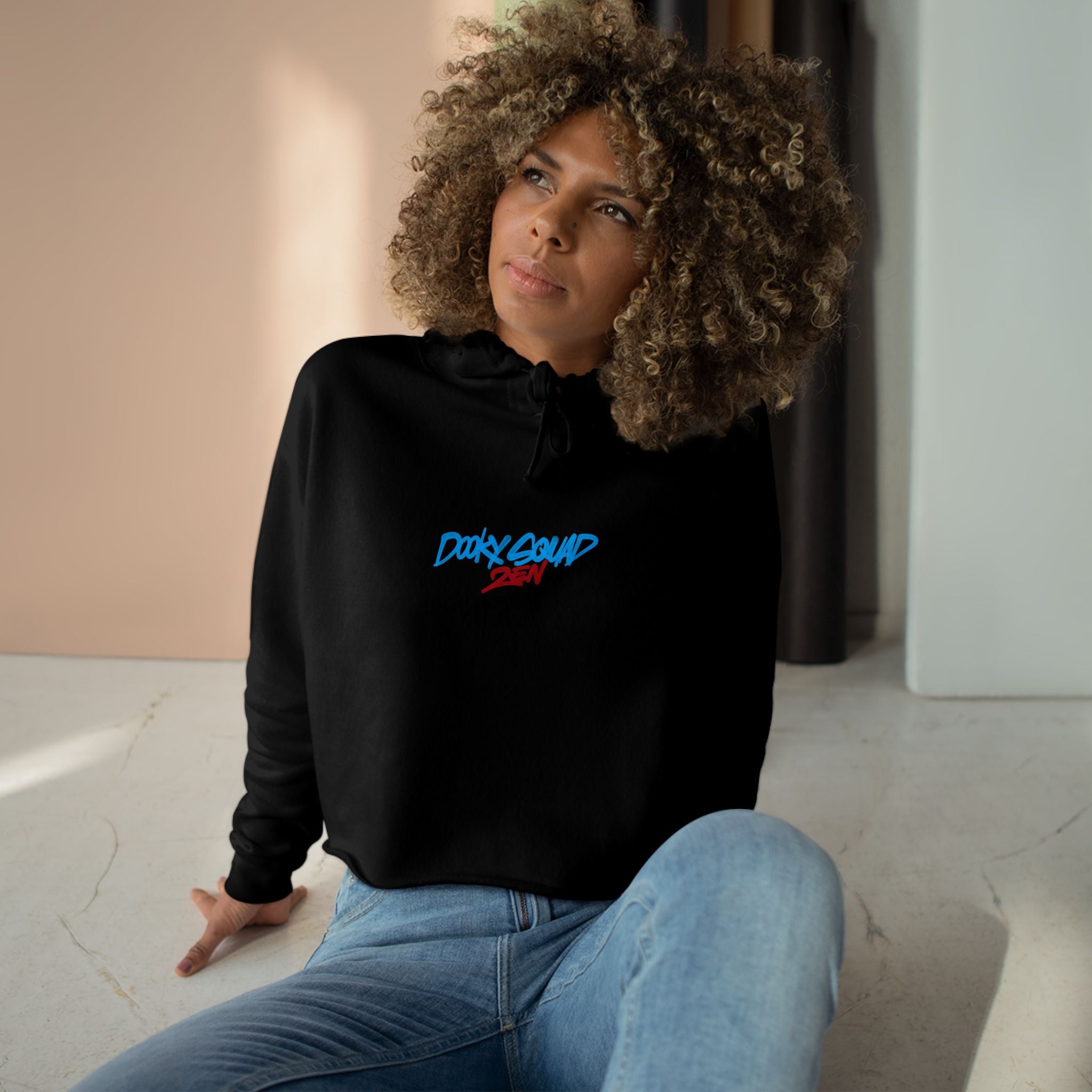 Crop Hoodie — Doberman Anime Graphic Cropped Hoodie with Japanese Text