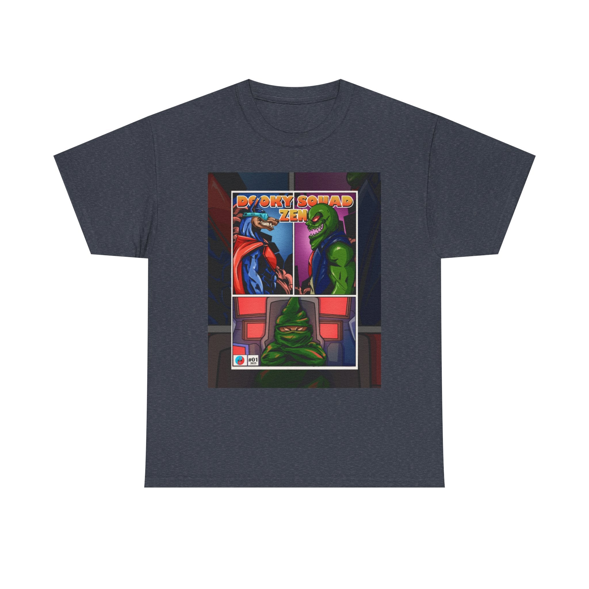 Dooky Squad manga comic tee with neon yin yang back print