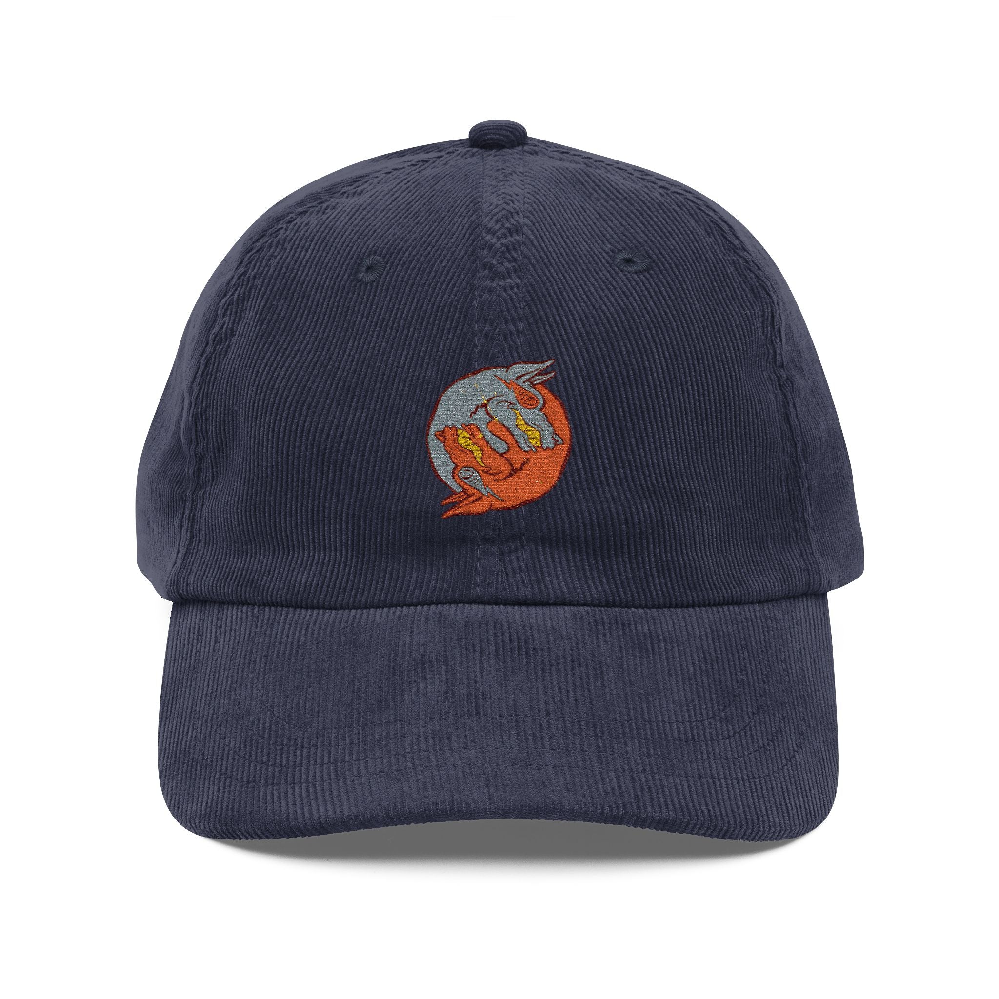 Embroidered Dooky Squad yin yang vintage corduroy cap