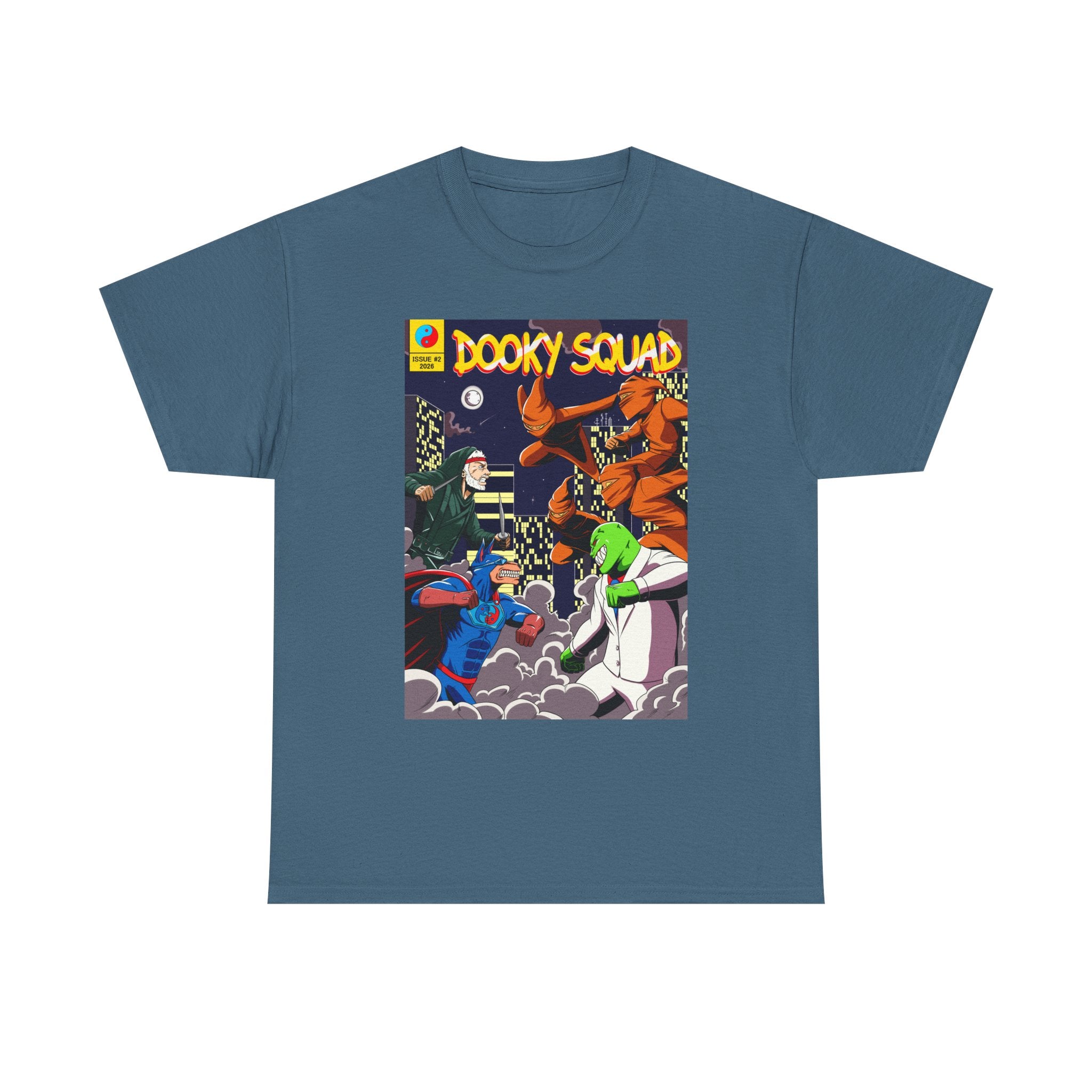 Dooky Squad Issue #2 comic cover tee, cartoon monster battle graphic