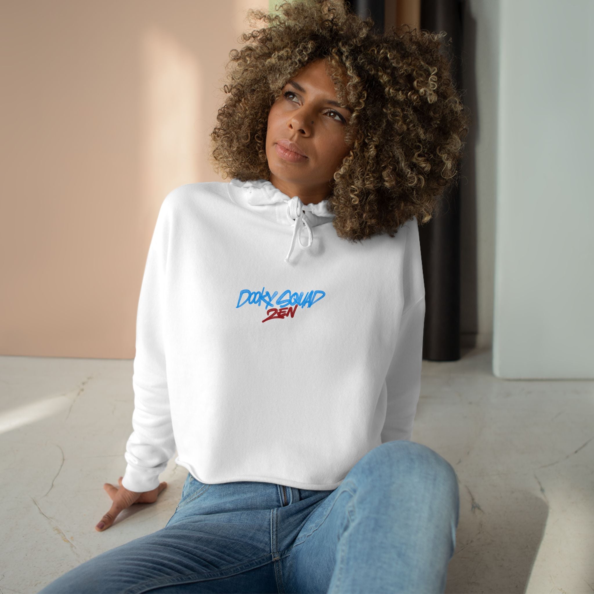 Crop Hoodie — Doberman Anime Graphic Cropped Hoodie with Japanese Text