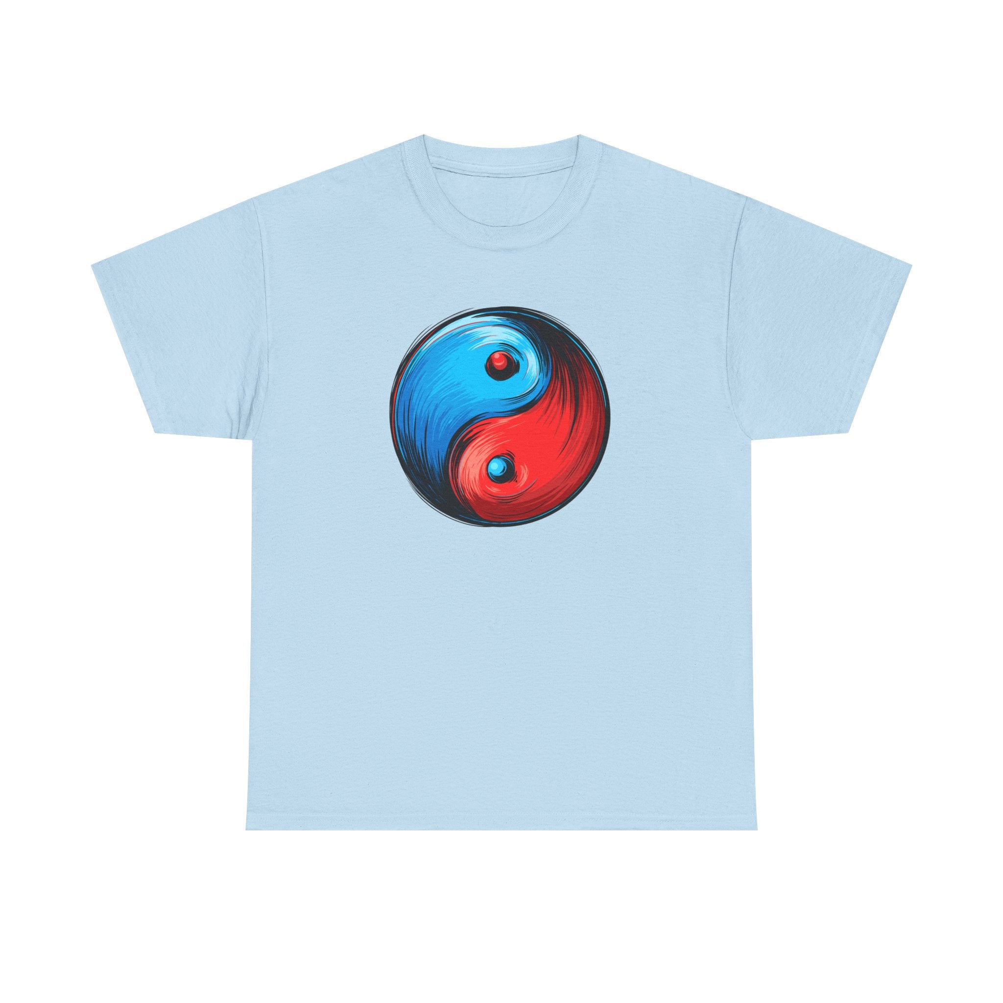 Yin Yang Brushstroke T-Shirt — Red & Blue Balance Graphic Tee