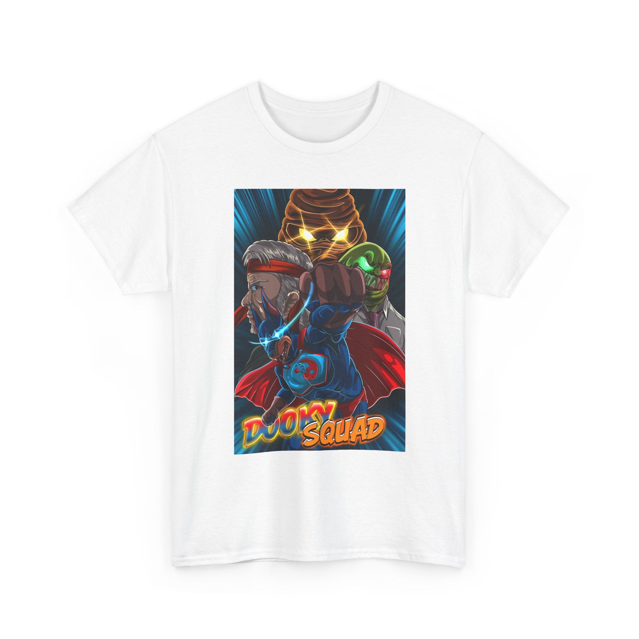 Gloom Squad retro sci-fi graphic tee, vintage comic superhero poster style