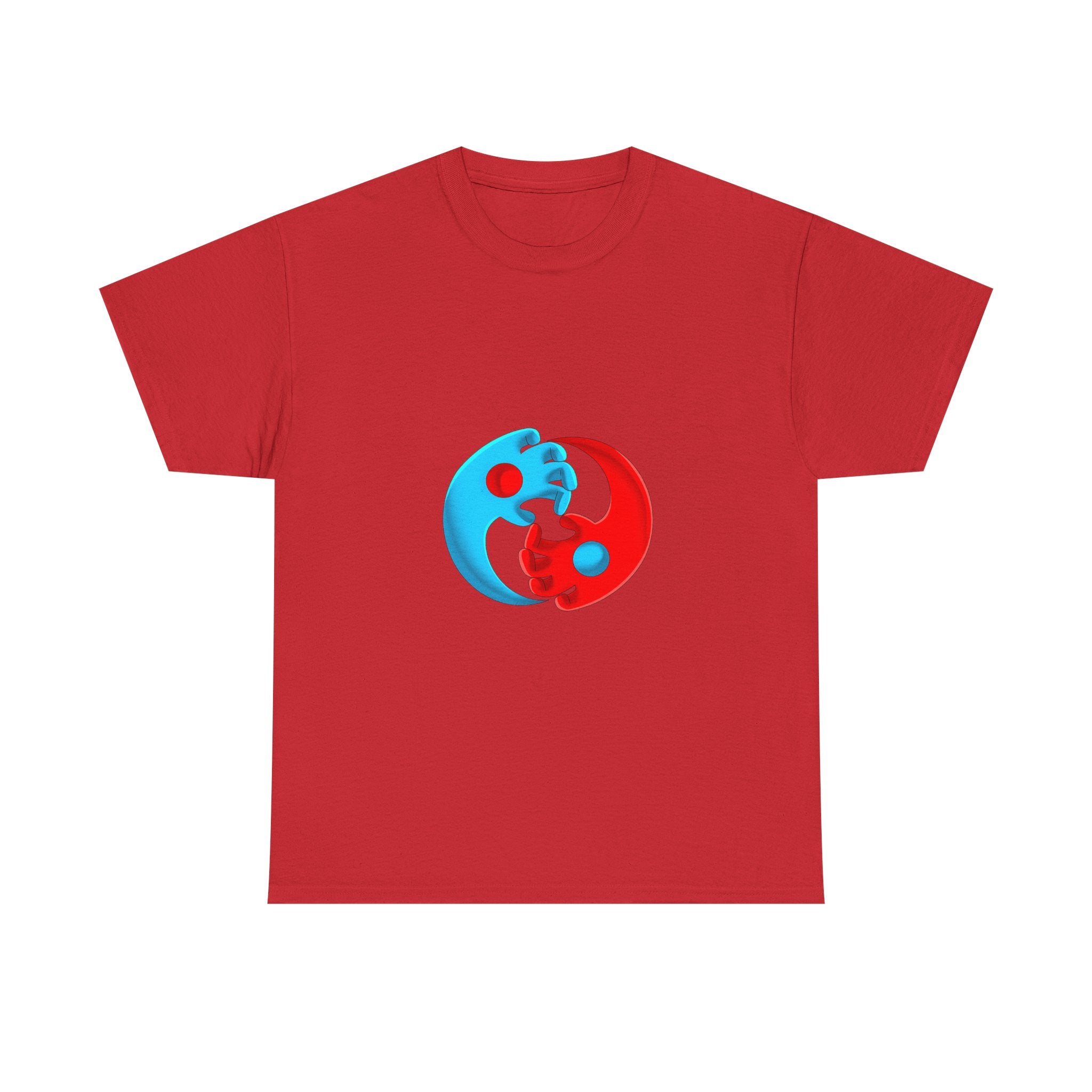 Yin-Yang Hands Tee — Red & Blue Design T-Shirt