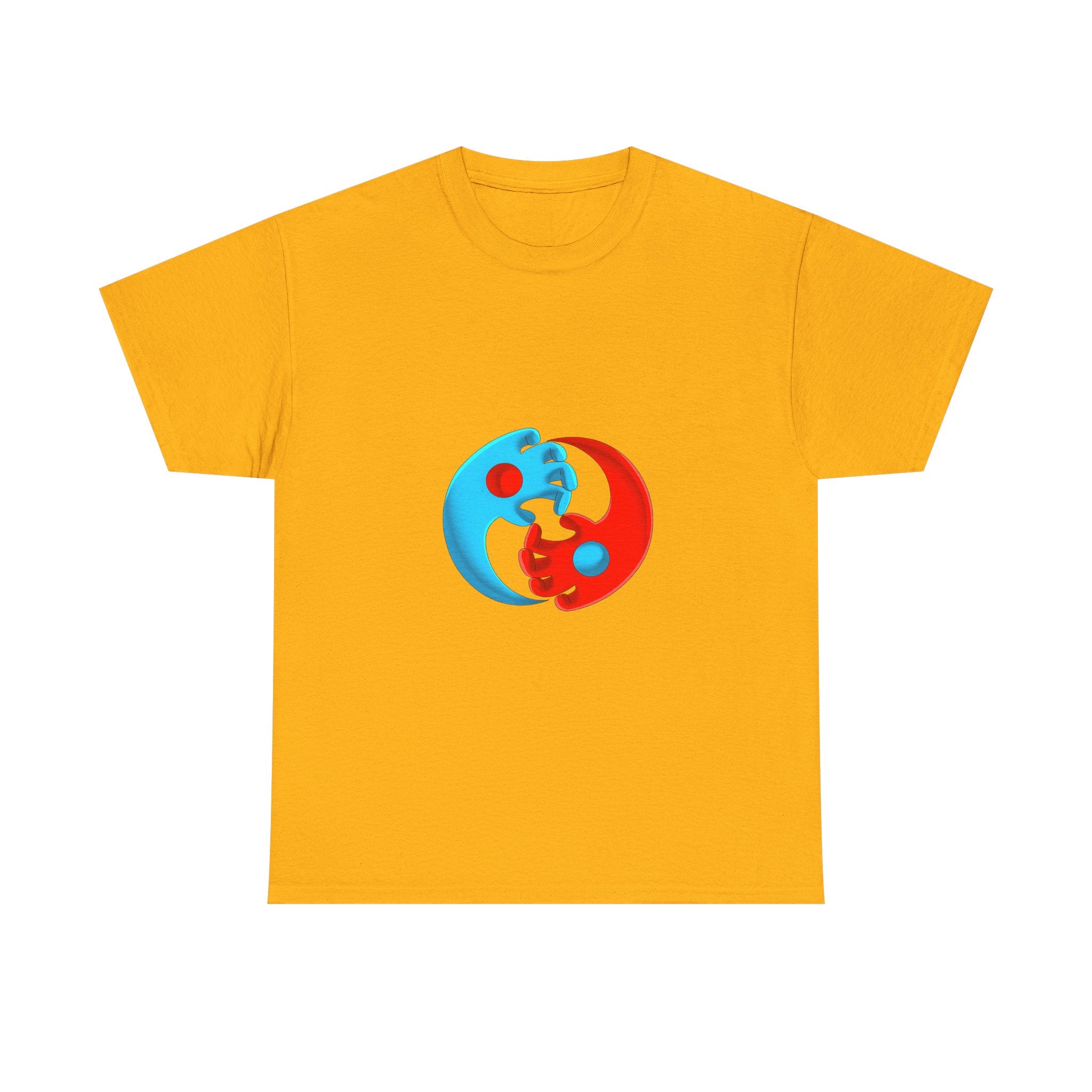 Yin-Yang Hands Tee — Red & Blue Design T-Shirt