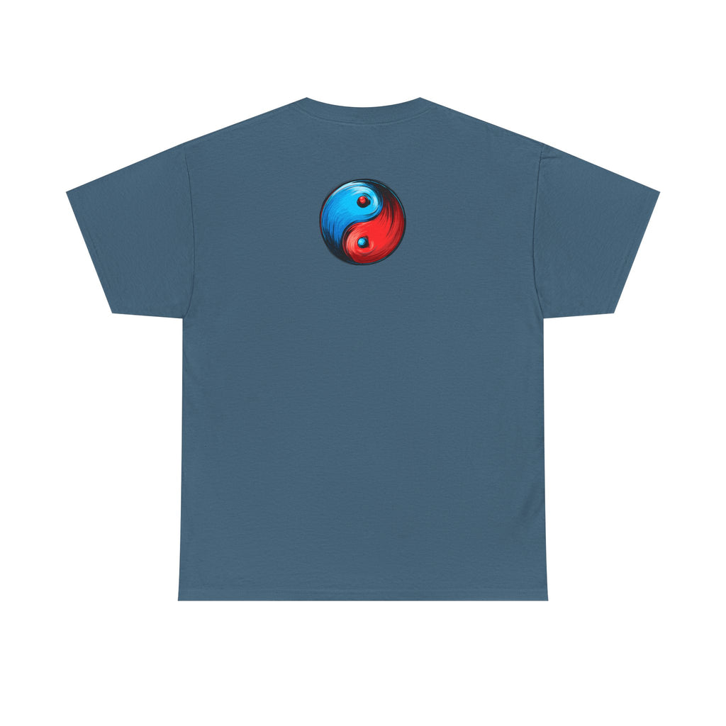 Dooky Squad manga comic tee with neon yin yang back print