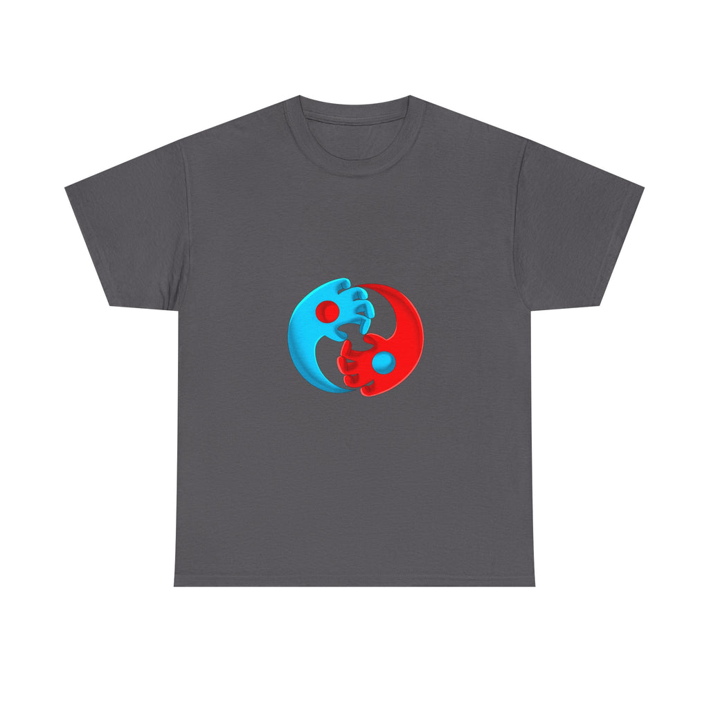 Yin-Yang Hands Tee — Red & Blue Design T-Shirt