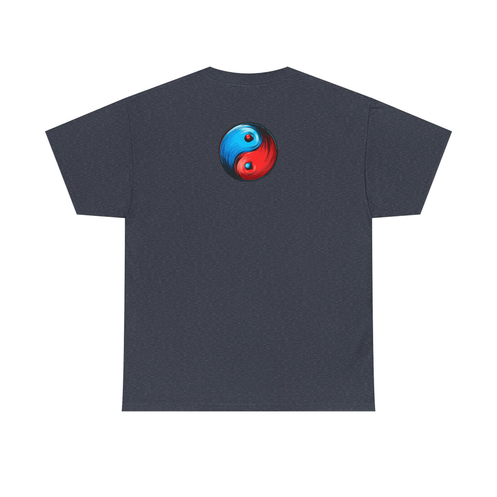 Dooky Squad manga comic tee with neon yin yang back print