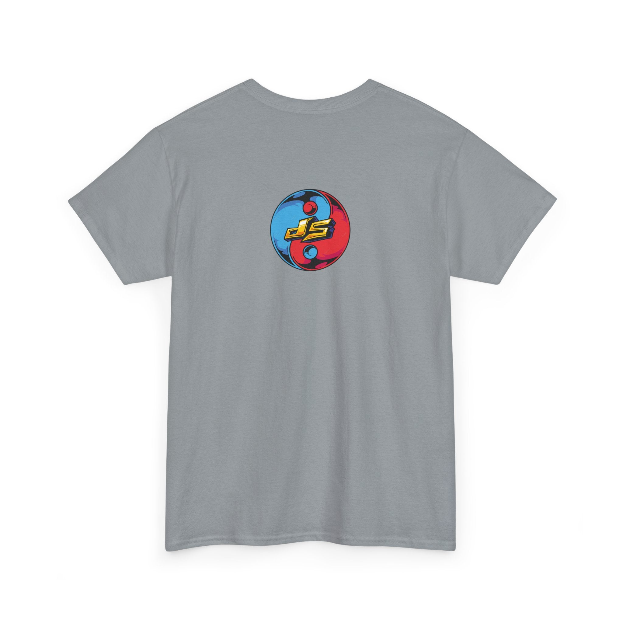 Dooky Squad graffiti characters tee, colorful street-art yin yang back