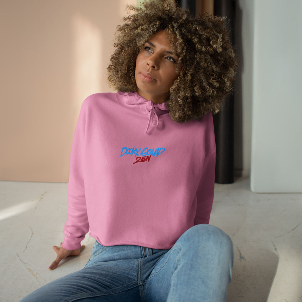 Crop Hoodie — Doberman Anime Graphic Cropped Hoodie with Japanese Text