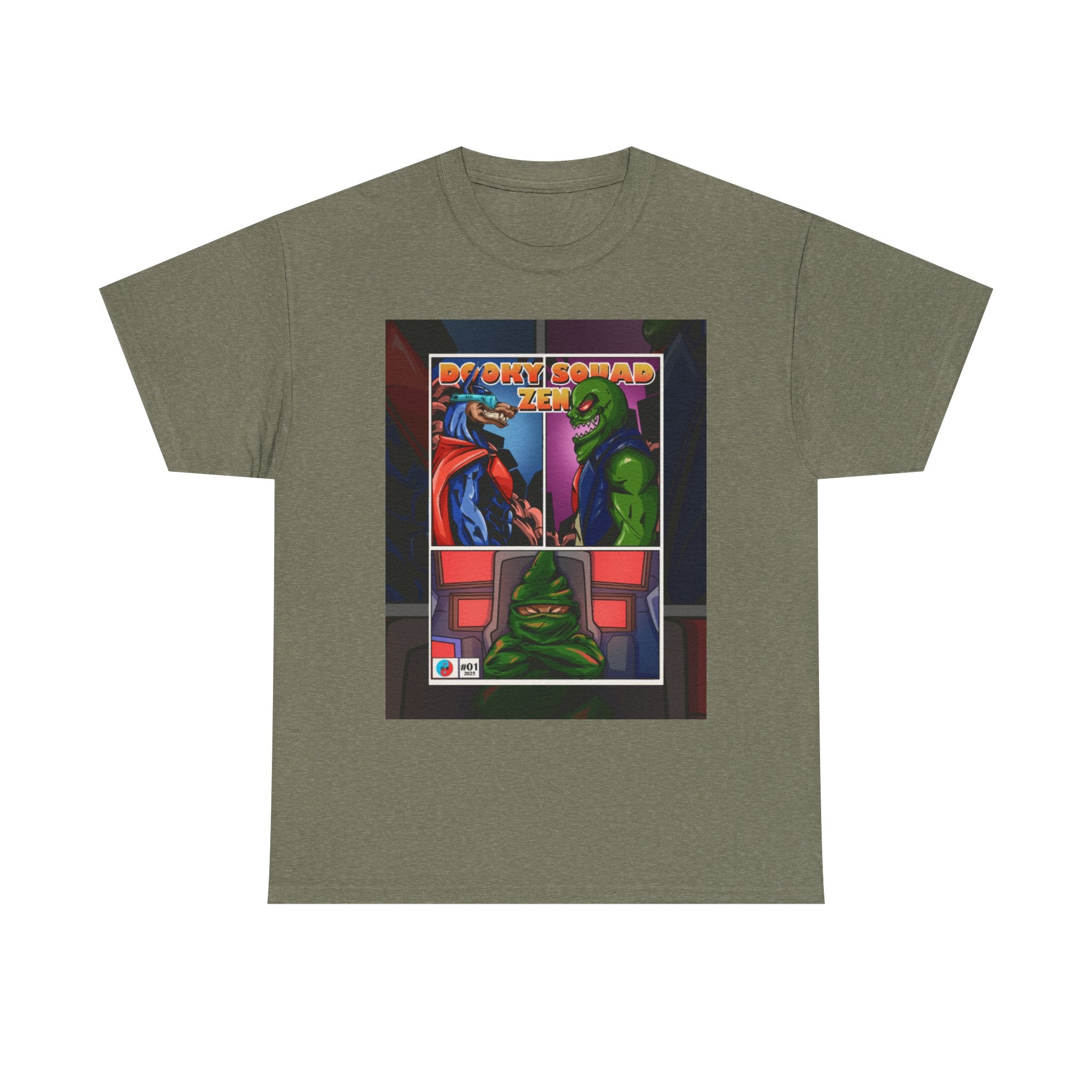 Dooky Squad manga comic tee with neon yin yang back print