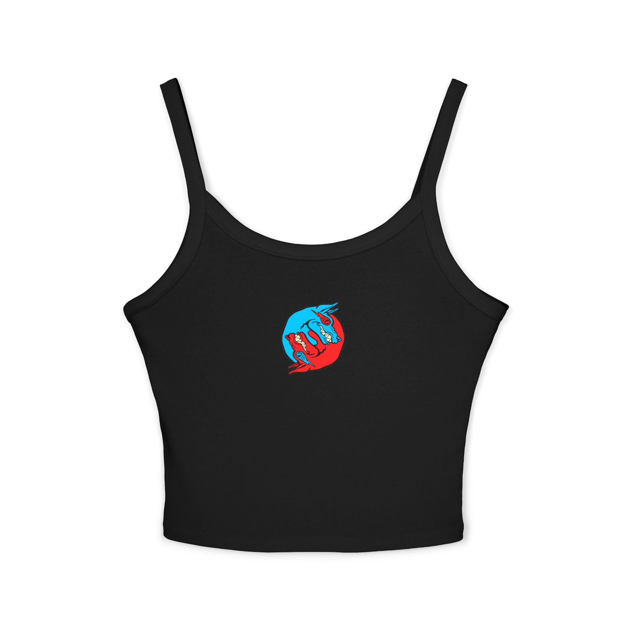 Women's Spaghetti Strap Tank Top — Red & Blue Yin Yang Fox Graphic Tank